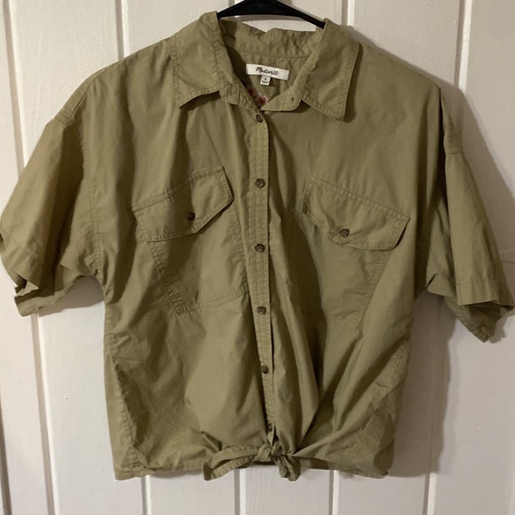Madewell Women's Safari Button Down Tie Front Embroidered Top. Size S - Picture 2 of 4